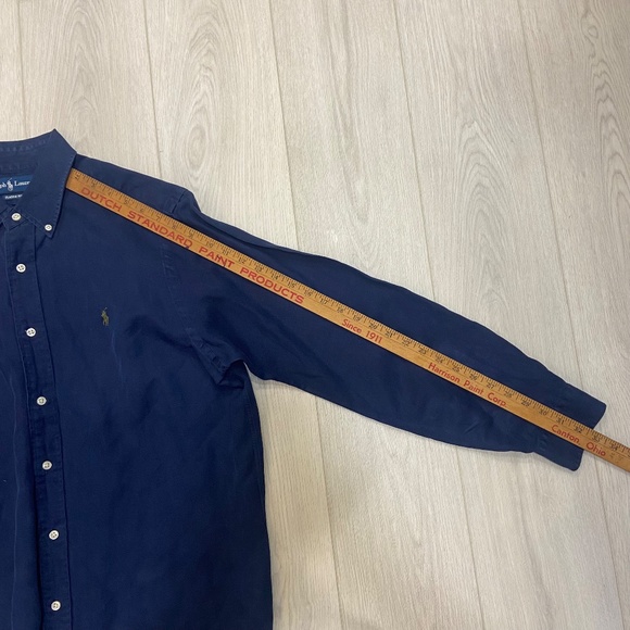 Polo Ralph Lauren Polo Shirt Men's Large Silk Linen Classic Fit Blue Button-Up - Picture 8 of 9